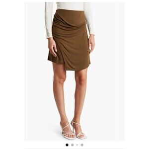 Vince Women's Gathered Skirt Dropped Brown Size XS New $225